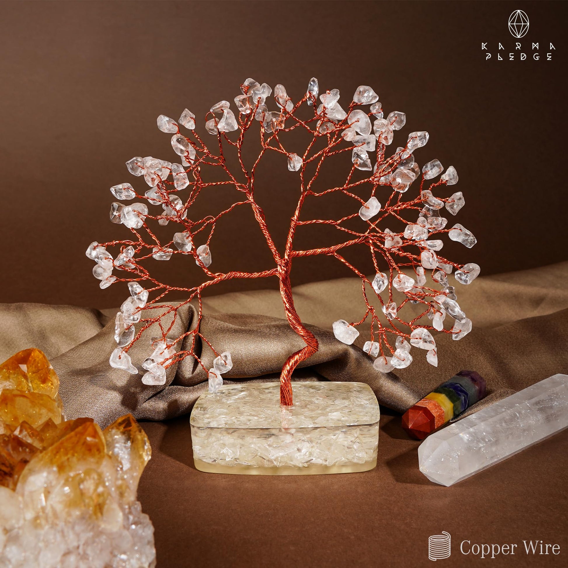 Rose Quartz Crystal Trees for Home Decor, Office Desk Decoration, Chakra Healing Crystals and Stone for Positive Energy, Money, Good Luck, Tree of Life Spiritual Birthday Gifts for Women and Mom