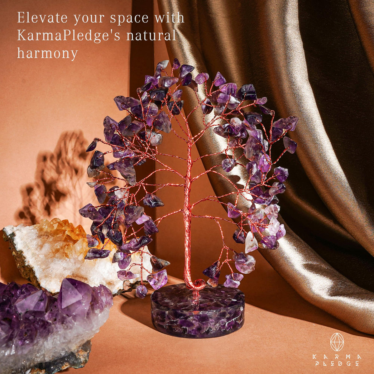 Rose Quartz Crystal Trees for Home Decor, Office Desk Decoration, Chakra Healing Crystals and Stone for Positive Energy, Money, Good Luck, Tree of Life Spiritual Birthday Gifts for Women and Mom