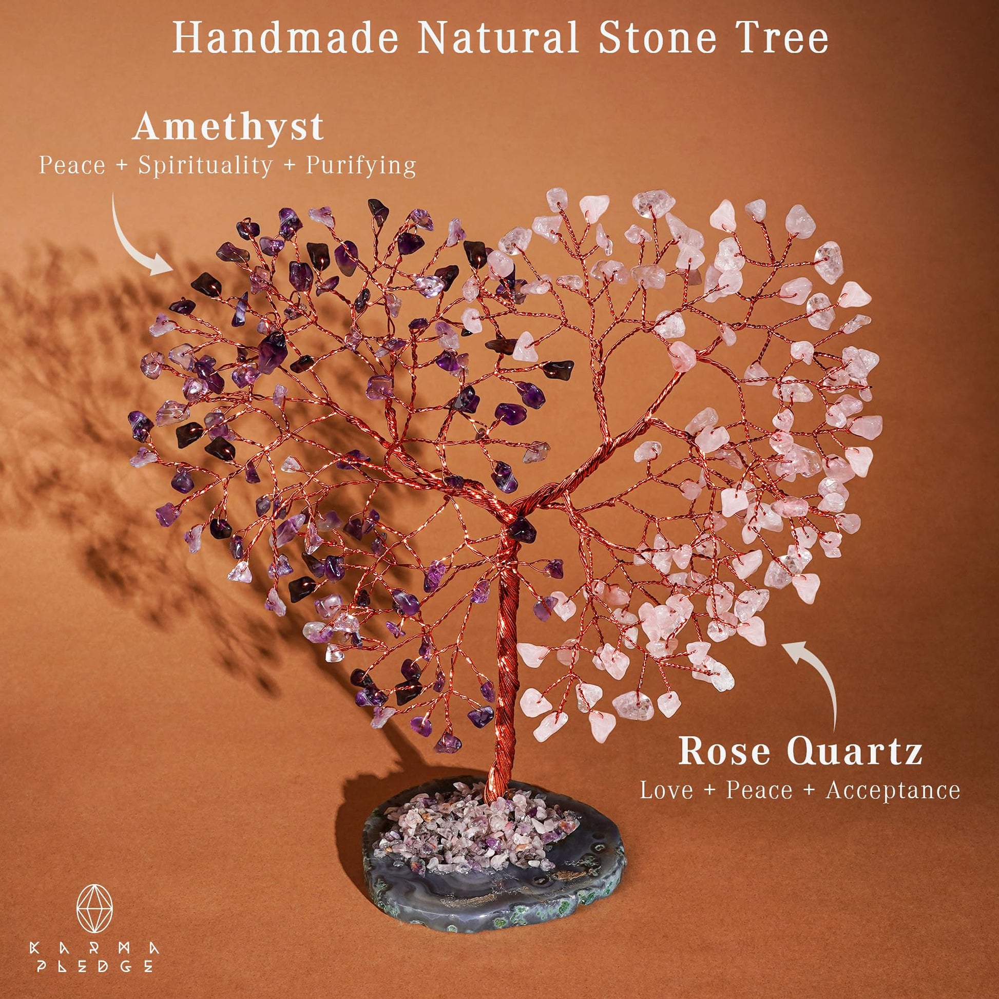 Crystal Tree of Life 7 Chakra Healing Crystals Trees for Home Decor, Office Desk Decor, Boho Decor, Handmade Bonsai Trees for Positive Energy, Money, Good Luck Birthday Gifts for Women, Mom