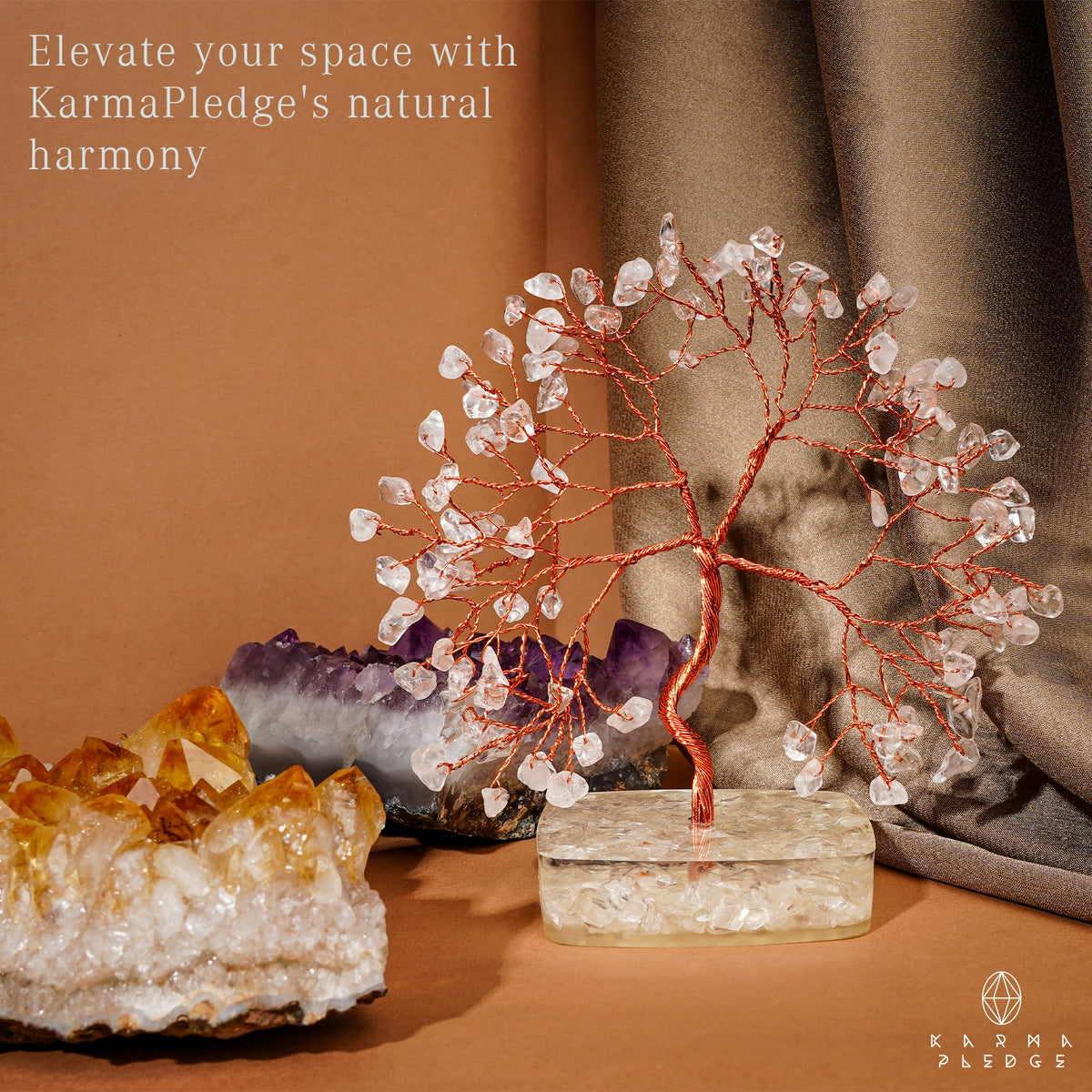 Rose Quartz Crystal Trees for Home Decor, Office Desk Decoration, Chakra Healing Crystals and Stone for Positive Energy, Money, Good Luck, Tree of Life Spiritual Birthday Gifts for Women and Mom