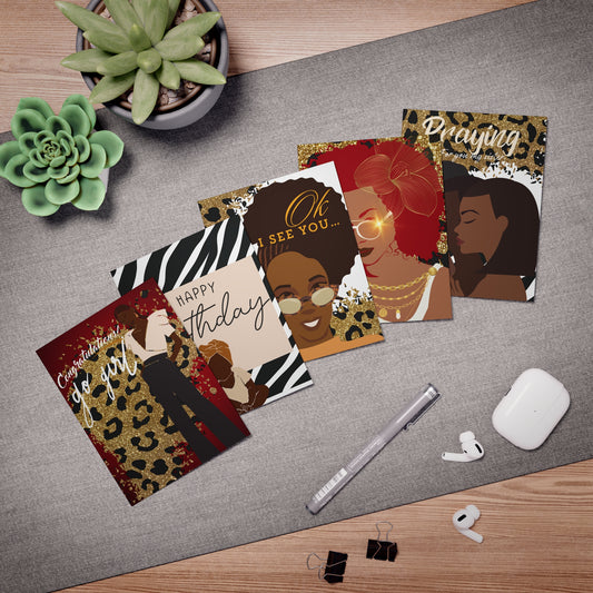 HomeGirl Goods Greeting Cards - Sisterly Love Inspirational Black Women (5-Pack)