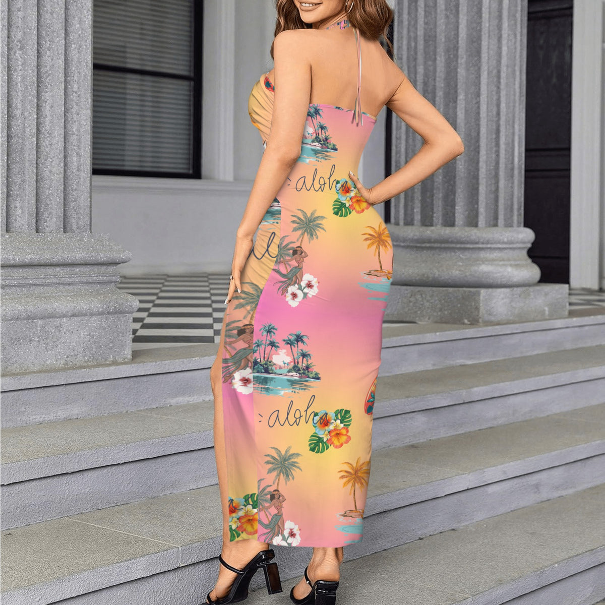 Aloha Vacation Peekaboo Maxi Bodycon Dress