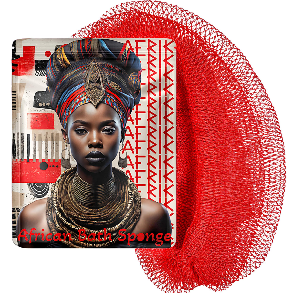 AFRIKI African Net Sponge – Exfoliating Body Scrubber, Black Owned & Rooted in Africa, All Skin Types | 45 in Long