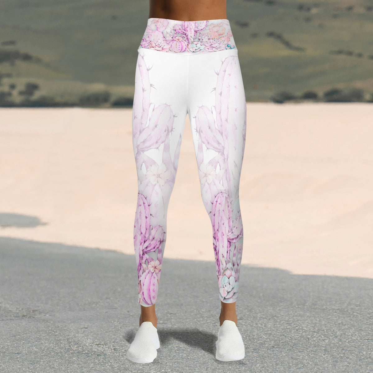 Pink Cactus Yoga Pants Waist Tie