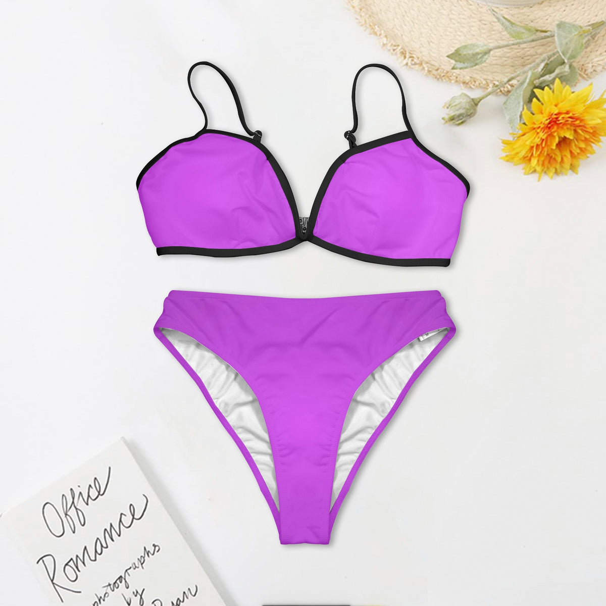 Purple Pleasure Two Piece Black Trim Bikini