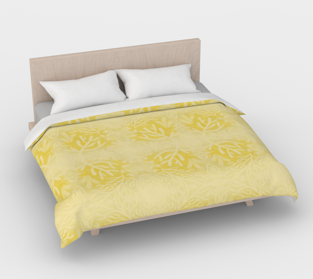 Golden Sunshine Coral Duvet